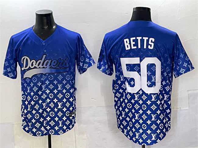 Los Angeles Dodgers #50 Mookie Betts Blue Limited Stitched Baseball Jersey - Main View