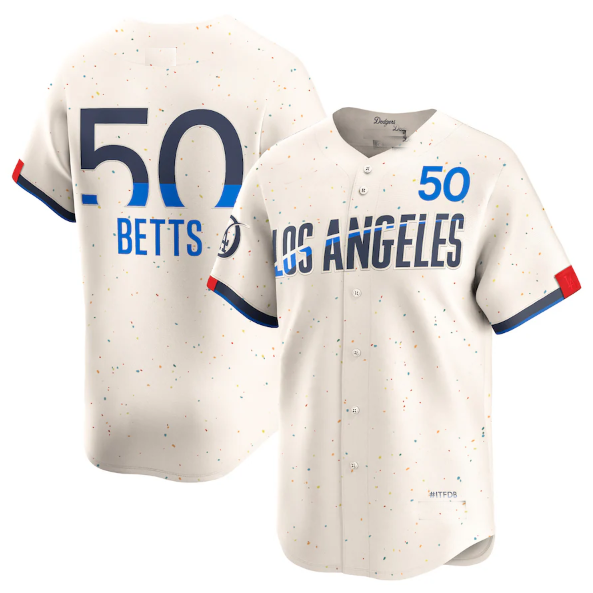Los Angeles Dodgers #50 Mookie Betts Cream 2024 City Connect Limited Player Baseball Jerseys - Main View