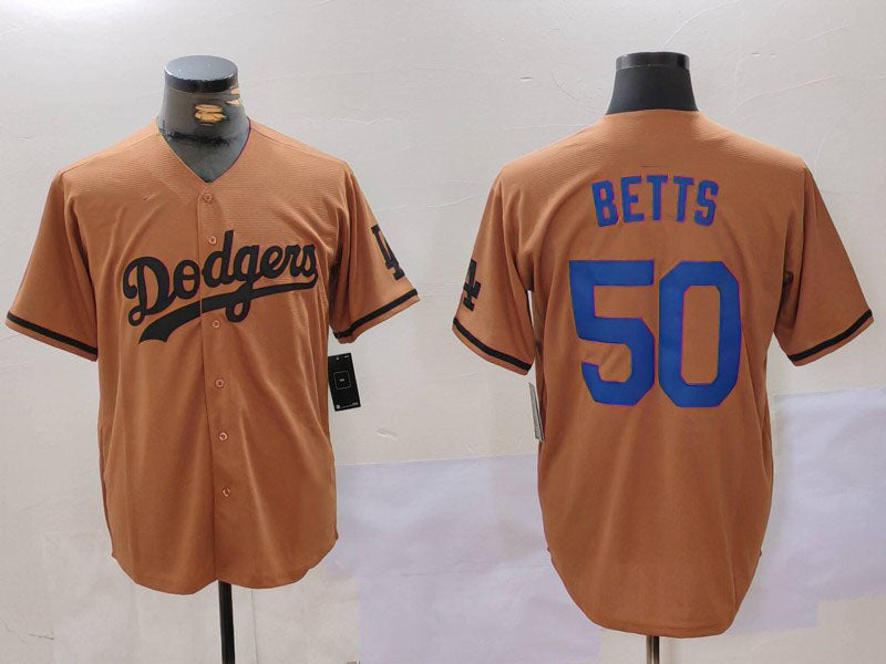 Los Angeles Dodgers #50 Mookie Betts Olive Cool Base Limited Stitched Baseball Jersey - Main View