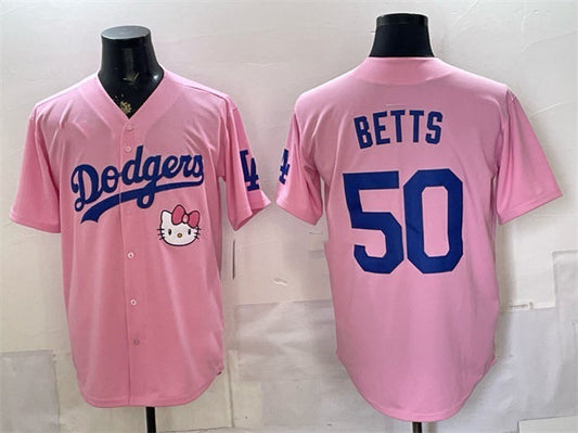 Los Angeles Dodgers #50 Mookie Betts Pink 2025 Hello Kitty Vapor Limited Stitched Jersey - Main View