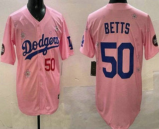 Los Angeles Dodgers #50 Mookie Betts Pink 2025 Tokyo Series Limited Stitched Baseball Jersey - Main View