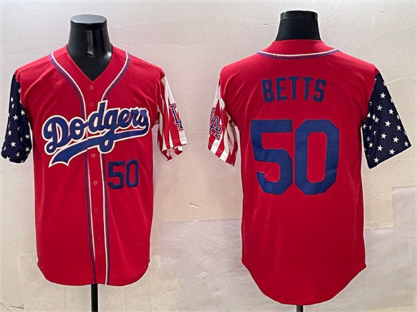 Los Angeles Dodgers #50 Mookie Betts Red Limited Stitched Baseball Jersey - Main View