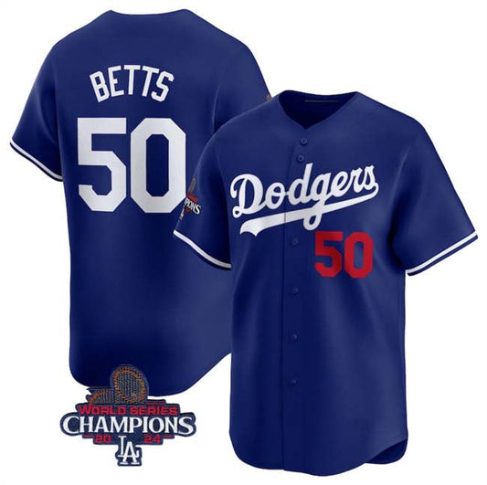 Los Angeles Dodgers #50 Mookie Betts Royal 2024 World Series Champions Alternate Limited Stitched Baseball Jersey - Main View