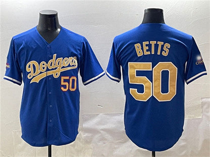 Los Angeles Dodgers #50 Mookie Betts Royal 2025 Gold Collection Limited Stitched Baseball Jersey - Main View