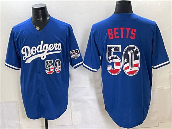 Los Angeles Dodgers #50 Mookie Betts Royal 250 Fourth of July Stitched Baseball Jersey - Main View