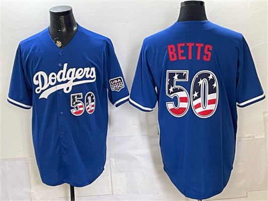 Los Angeles Dodgers #50 Mookie Betts Royal 250 Fourth of July Stitched Baseball Jersey - Main View