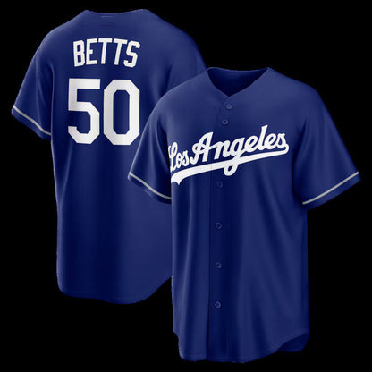 Los Angeles Dodgers #50 Mookie Betts Royal Alternate Replica Stitched Baseball Jersey - Main View
