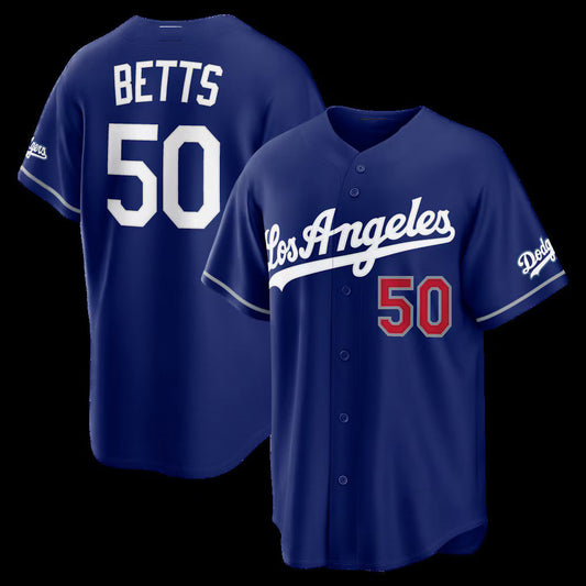 Los Angeles Dodgers #50 Mookie Betts Royal Alternate Stadium Stitched Baseball Jersey - Main View
