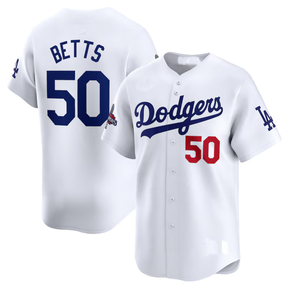 Los Angeles Dodgers #50 Mookie Betts White 2024 World Series Champions Home Limited Stitched Baseball Jersey - Main View
