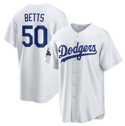 Los Angeles Dodgers #50 Mookie Betts White 2024 World Series Champions Home Stitched Baseball Jersey - Main View