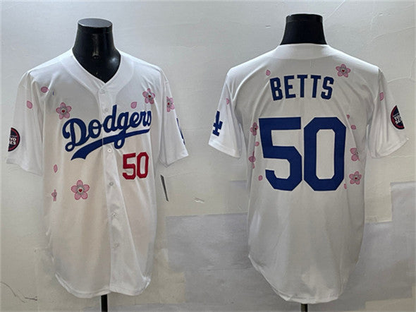 Los Angeles Dodgers #50 Mookie Betts White 2025 Tokyo Series Limited Stitched Baseball Jersey - Main View