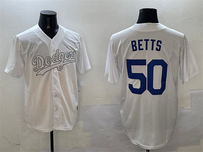 Los Angeles Dodgers #50 Mookie Betts White Fashion Cool Base Stitched Baseball Jersey - Main View