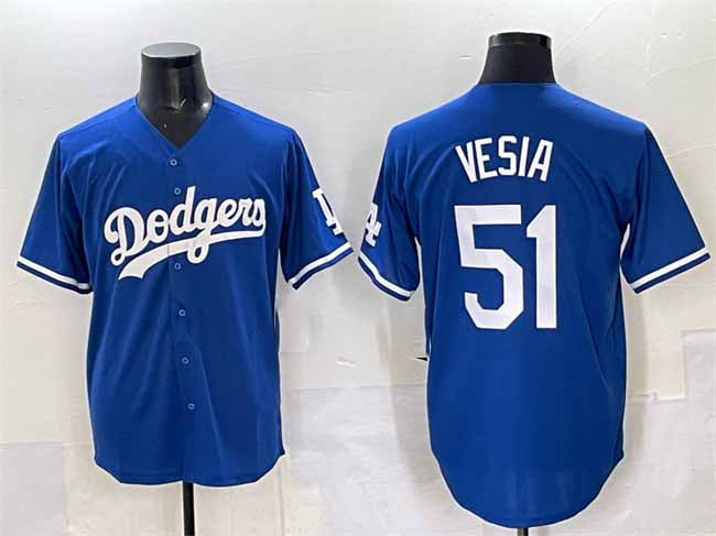 Los Angeles Dodgers #51 Alex Vesia Blue Cool Base Stitched Baseball Jersey - Main View