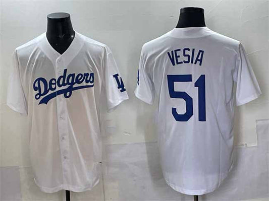 Los Angeles Dodgers #51 Alex Vesia White Cool Base Stitched Baseball Jersey - Main View