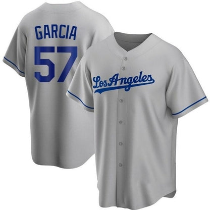 Los Angeles Dodgers #57 Luis Garcia Grey Cool Base Stitched Baseball Jersey - Main View