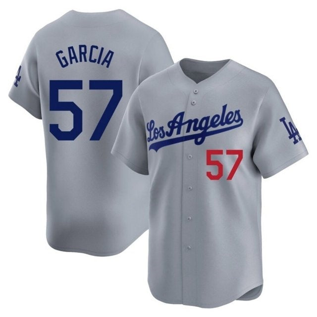 Los Angeles Dodgers #57 Luis Garcia Grey Cool Base Stitched Baseball Jersey - Main View