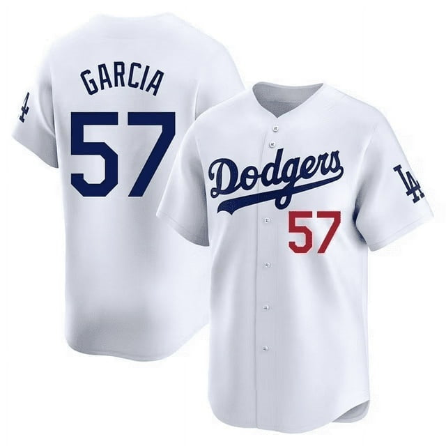 Los Angeles Dodgers #57 Luis Garcia White Cool Base Stitched Baseball Jersey - Main View