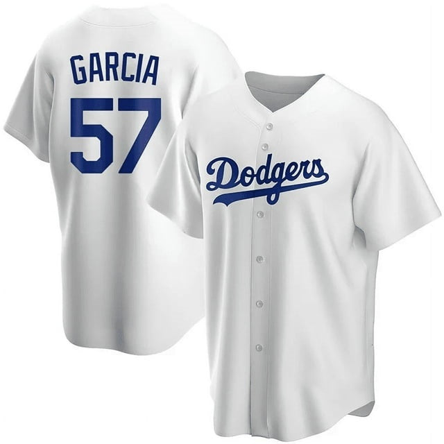 Los Angeles Dodgers #57 Luis Garcia White Cool Base Stitched Baseball Jersey - Main View
