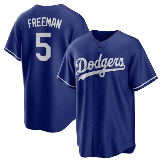Los Angeles Dodgers #5 Freddie Freeman Alternate Replica Player Jersey - Royal Stitched Baseball Jersey - Main View