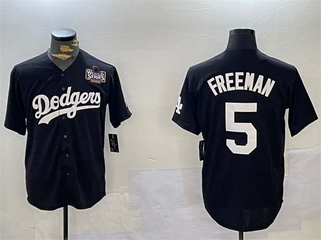 Los Angeles Dodgers #5 Freddie Freeman Black 2024 World Series Cool Base Stitched Baseball Jersey - Main View