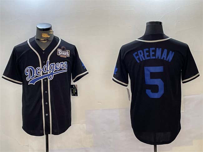 Los Angeles Dodgers #5 Freddie Freeman Black 2024 World Series Cool Base Stitched Baseball Jerseys - Main View