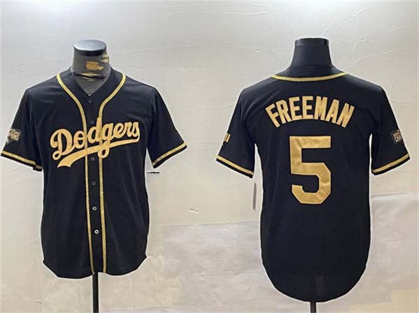 Los Angeles Dodgers #5 Freddie Freeman Black Gold 2024 World Series Champions Limited Stitched Baseball Jersey - Main View