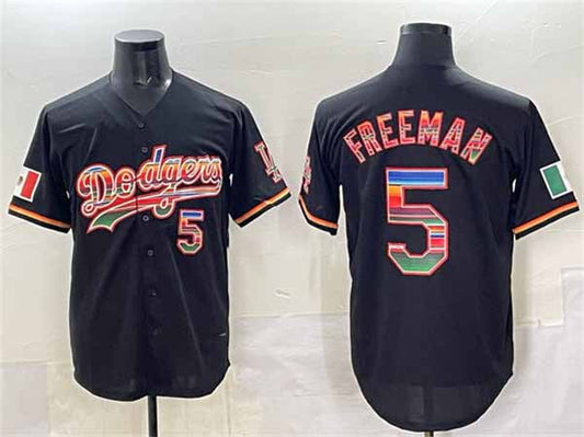 Los Angeles Dodgers #5 Freddie Freeman Black Mexico Cool Base Stitched Baseball Jersey - Main View
