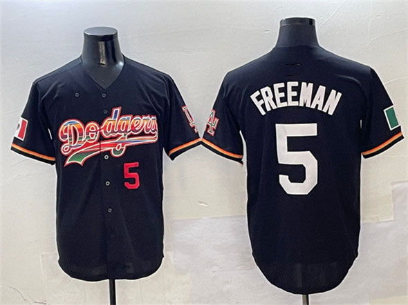 Los Angeles Dodgers #5 Freddie Freeman Black Mexico Limited Stitched Baseball Jersey - Main View