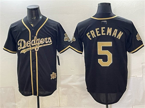 Los Angeles Dodgers #5 Freddie Freeman Black Military Appreciation Game Day Stitched Baseball Jersey - Main View