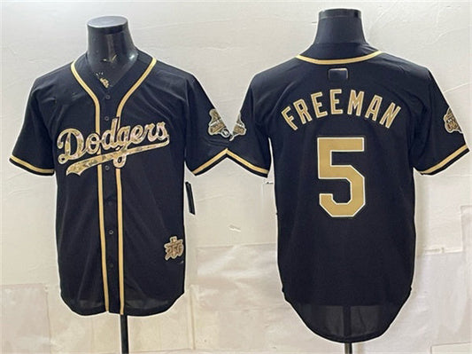 Los Angeles Dodgers #5 Freddie Freeman Black Military Appreciation Game Day Stitched Baseball Jersey - Main View