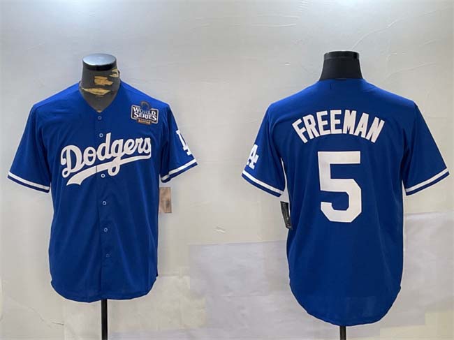Los Angeles Dodgers #5 Freddie Freeman Blue 2024 World Series Cool Base Stitched Baseball Jersey - Main View