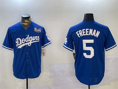 Los Angeles Dodgers #5 Freddie Freeman Blue 2024 World Series Cool Base Stitched Baseball Jersey - Main View