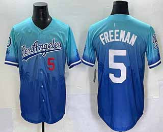 Los Angeles Dodgers #5 Freddie Freeman Blue 2025 City Connect Limited Stitched Baseball Jersey - Main View