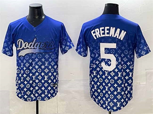 Los Angeles Dodgers #5 Freddie Freeman Blue Limited Stitched Baseball Jersey - Main View