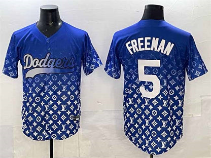 Los Angeles Dodgers #5 Freddie Freeman Blue Limited Stitched Baseball Jersey - Main View