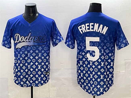 Los Angeles Dodgers #5 Freddie Freeman Blue Limited Stitched Baseball Jersey - Main View