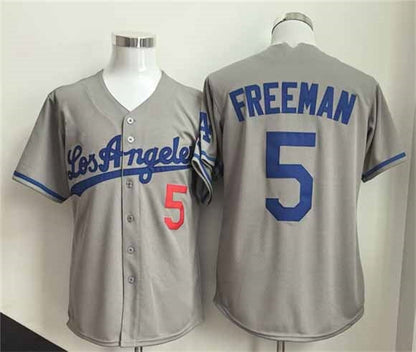 Los Angeles Dodgers #5 Freddie Freeman Gray Cool Base Stitched Baseball Jersey - Main View