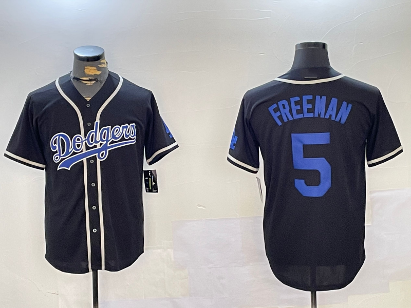 Los Angeles Dodgers #5 Freddie Freeman Number Blue Cool Base Stitched Baseball Jersey - Main View