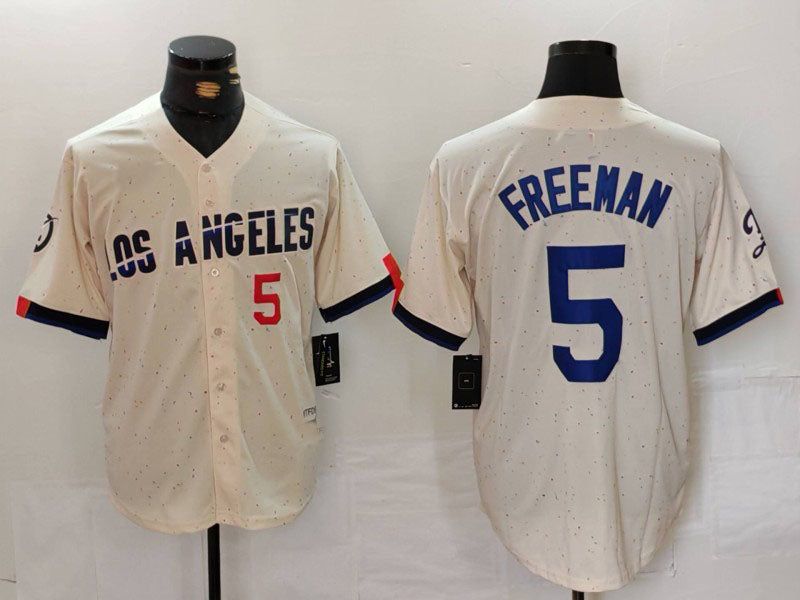Los Angeles Dodgers #5 Freddie Freeman Number Cream 2024 City Connect Limited Stitched Baseball Jerseys - Main View