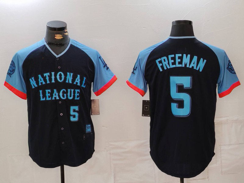 Los Angeles Dodgers #5 Freddie Freeman Number Navy 2024 All Star Limited Stitched Baseball Jersey - Main View