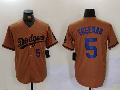 Los Angeles Dodgers #5 Freddie Freeman Number Olive Cool Base Limited Stitched Baseball Jerseys - Main View