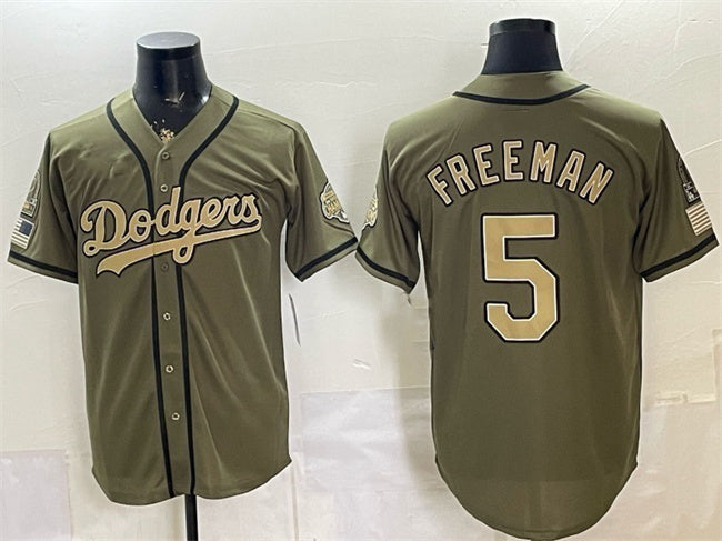 Los Angeles Dodgers #5 Freddie Freeman Olive 2026 Armed Forces Day Stitched Jersey - Main View