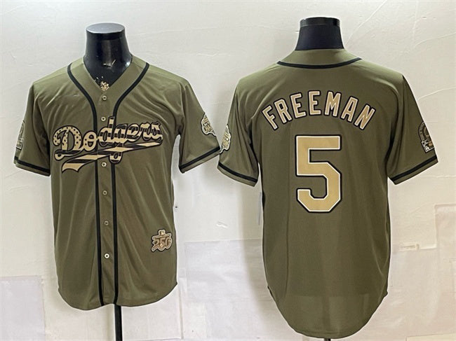Los Angeles Dodgers #5 Freddie Freeman Olive 2026 Armed Forces Day Stitched Jersey 2 - Main View