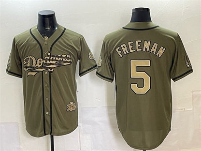 Los Angeles Dodgers #5 Freddie Freeman Olive 2026 Armed Forces Day Stitched Jersey 2 - Main View