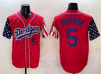 Los Angeles Dodgers #5 Freddie Freeman Red Limited Stitched Baseball Jersey - Main View