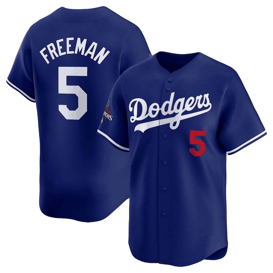 Los Angeles Dodgers #5 Freddie Freeman Royal 2024 World Series Champions Alternate Limited Stitched Baseball Jersey - Main View