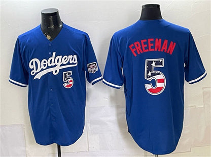 Los Angeles Dodgers #5 Freddie Freeman Royal 250 Fourth of July Stitched Baseball Jersey - Main View