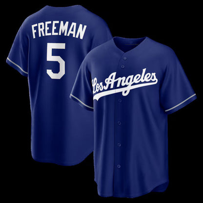 Los Angeles Dodgers #5 Freddie Freeman Royal Alternate Replica Stitched Baseball Jersey - Main View