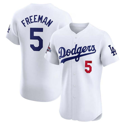 Los Angeles Dodgers #5 Freddie Freeman White 2024 World Series Champions Home Elite Player Stitched Baseball Jersey - Main View