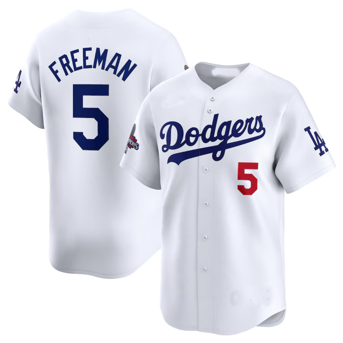 Los Angeles Dodgers #5 Freddie Freeman White 2024 World Series Champions Home Limited Stitched Baseball Jersey - Main View